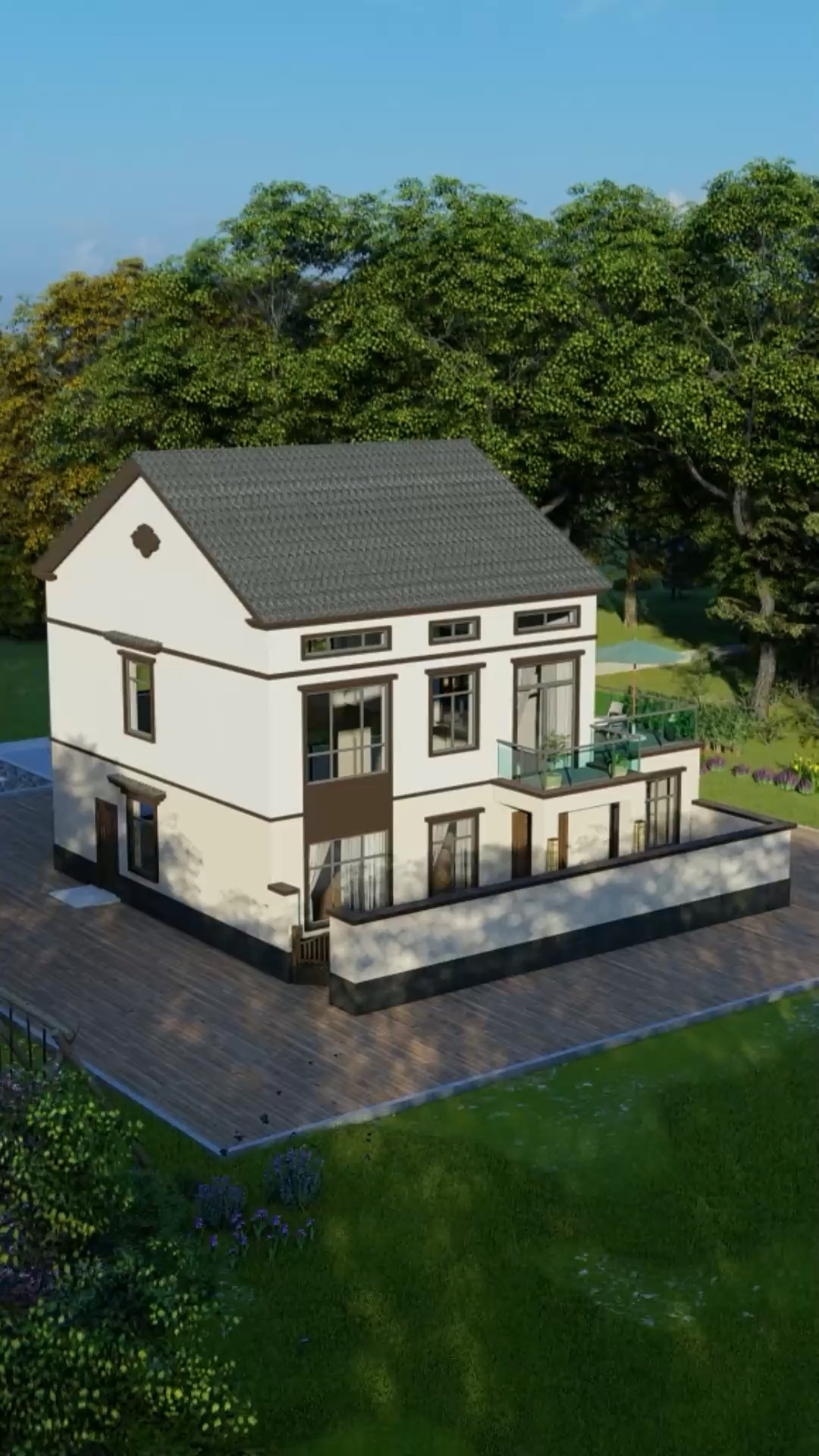 农村自建房#两层简约自建小洋楼,带超大露台,布局合理实用!