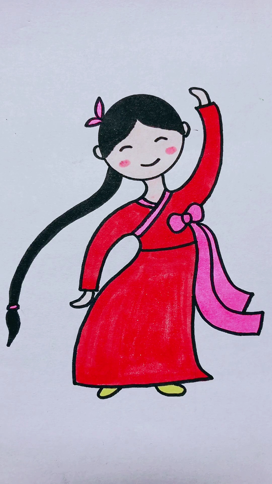 简笔画#跳舞的小女孩