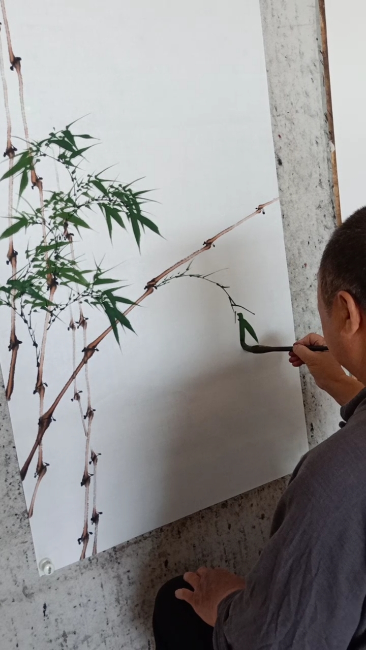 三桐草堂画家王占海#画家王占海如何画竹