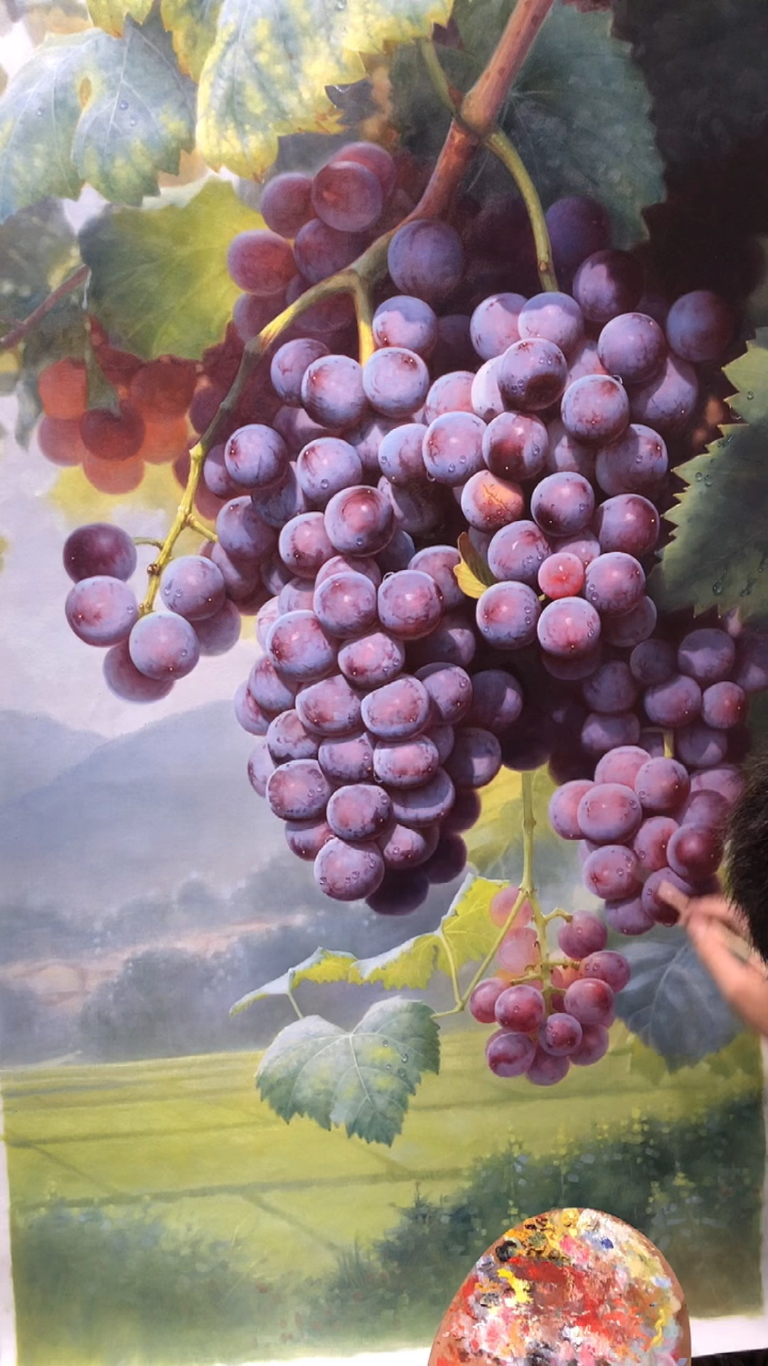 手绘油画#画画葡萄,郑炳章油画葡萄