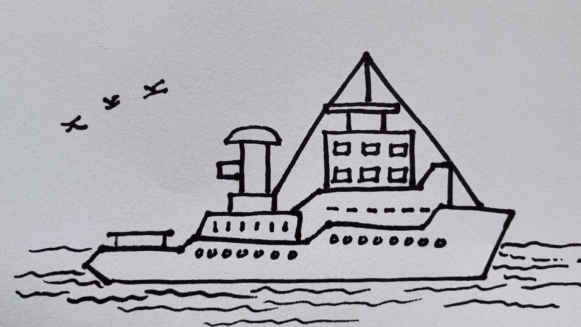 海上轮船简笔画简单图片
