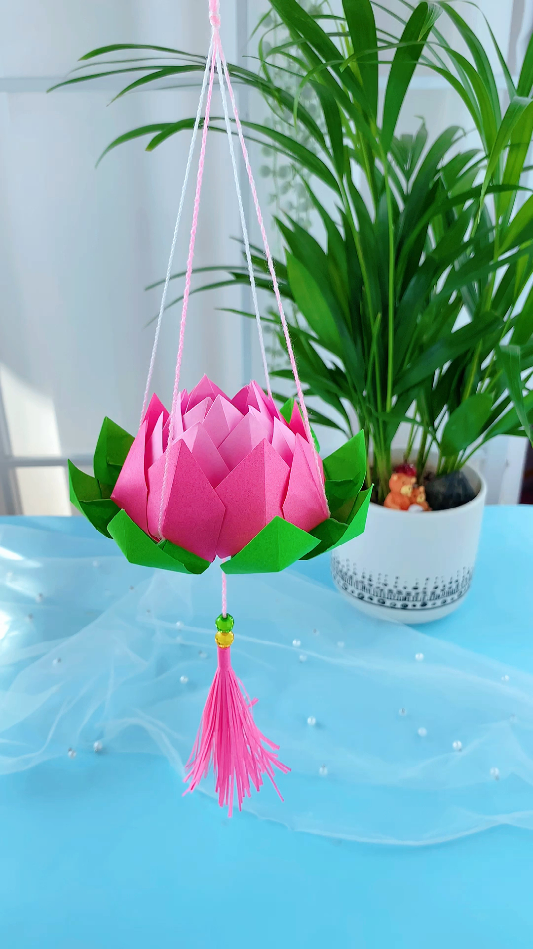 手工灯笼#好看的元宵节莲花灯笼做起来,今年孩子的手工作业第一镁就