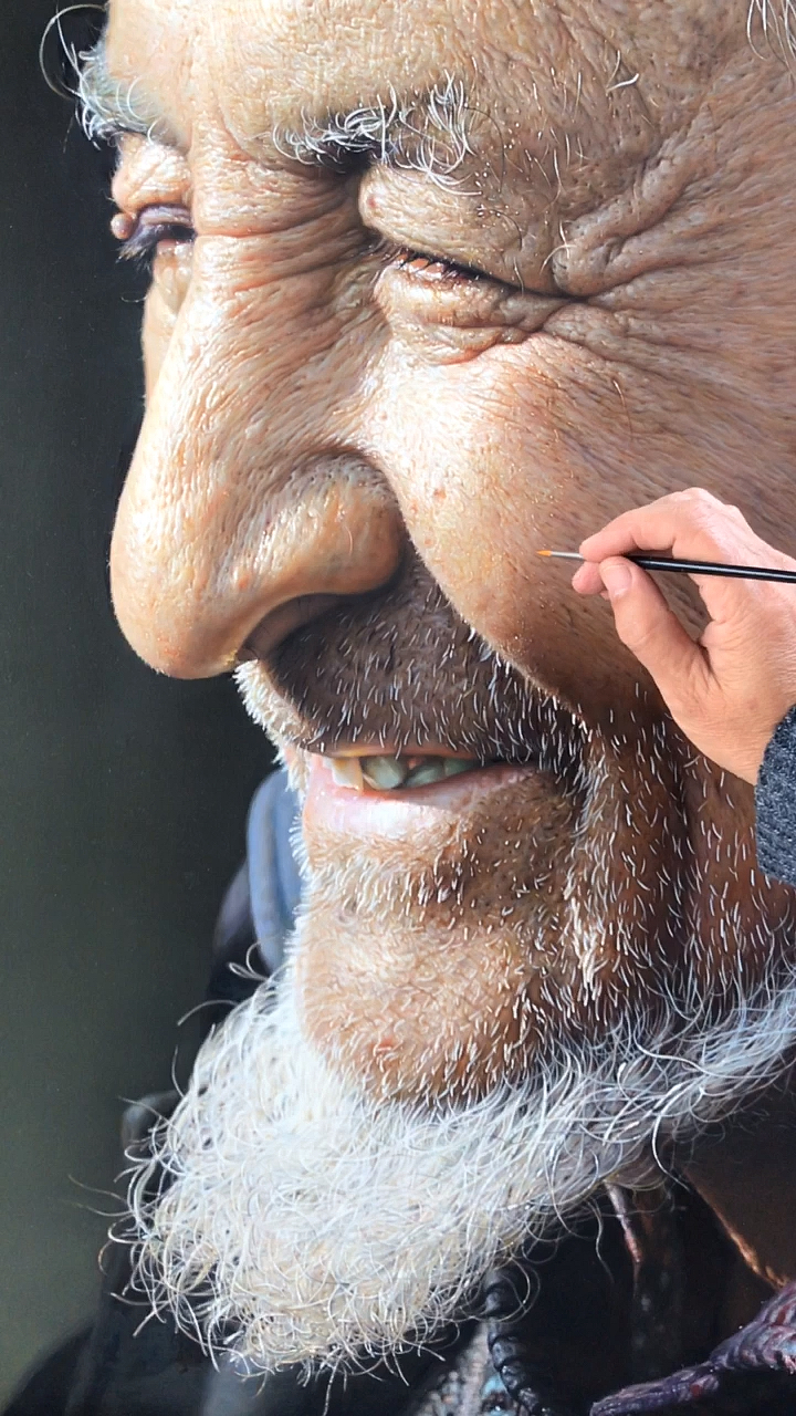 情感故事#潘洵超写实油画《悠悠岁月》#写实油画#油画肖像