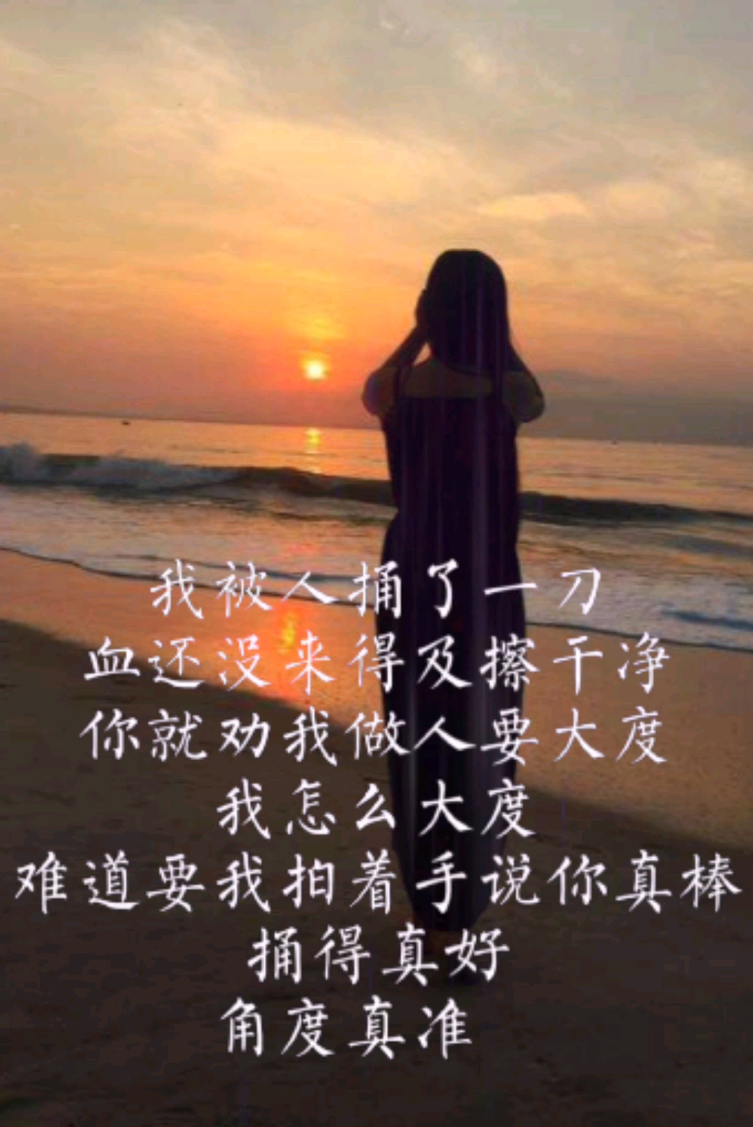 我被人捅了一刀,血还没来得及擦干,你就来劝我做人要大度,我怎么大度