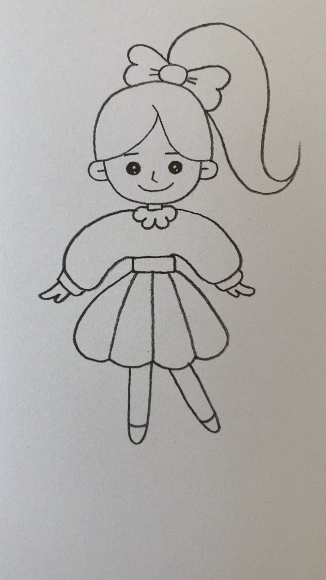 画美丽可爱的马尾辫女孩