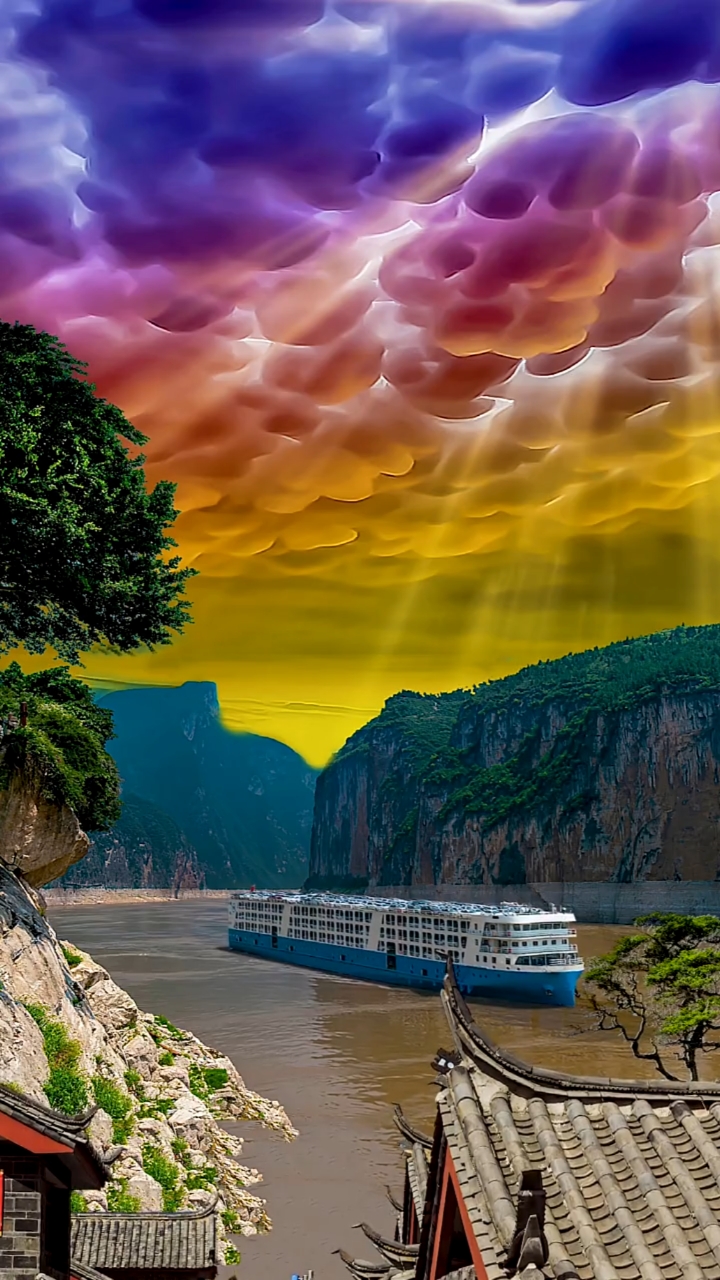 风景如画#朝辞白帝彩云间,千里江陵一日还,两岸猿声啼不住,轻舟已过