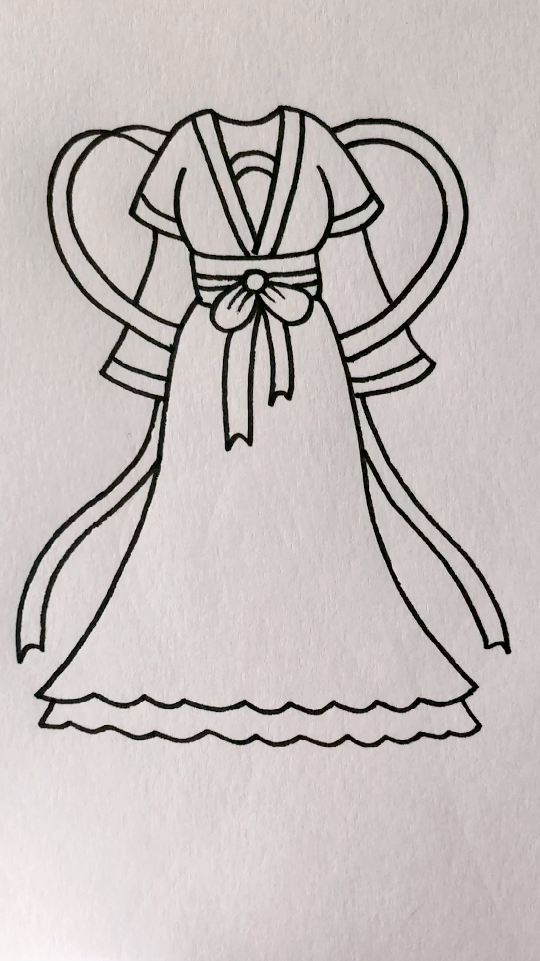 简笔画教程#仙气飘飘的古风裙子#临摹#简笔画#画画#线条画