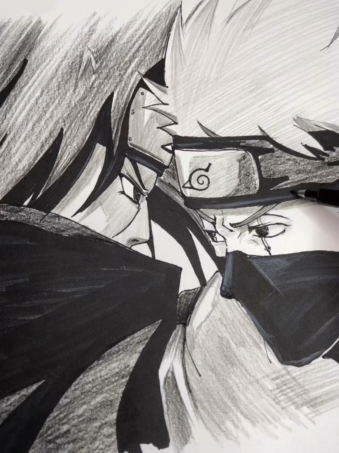 火影忍者#教你手绘动漫人物宇智波鼬和卡卡西.-度小视