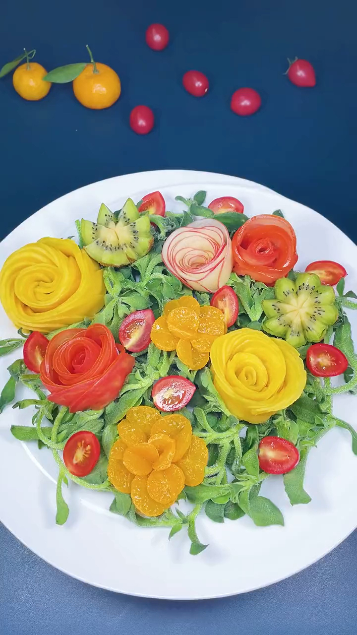 在家做个拿手菜#花开富贵水果拼盘-度小视