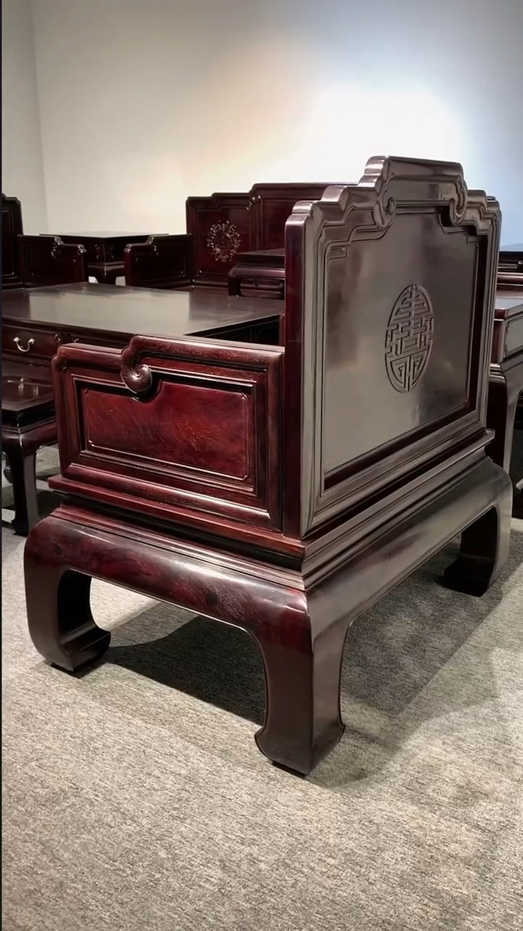 古典红木家具#明式家具五福款紫檀沙发