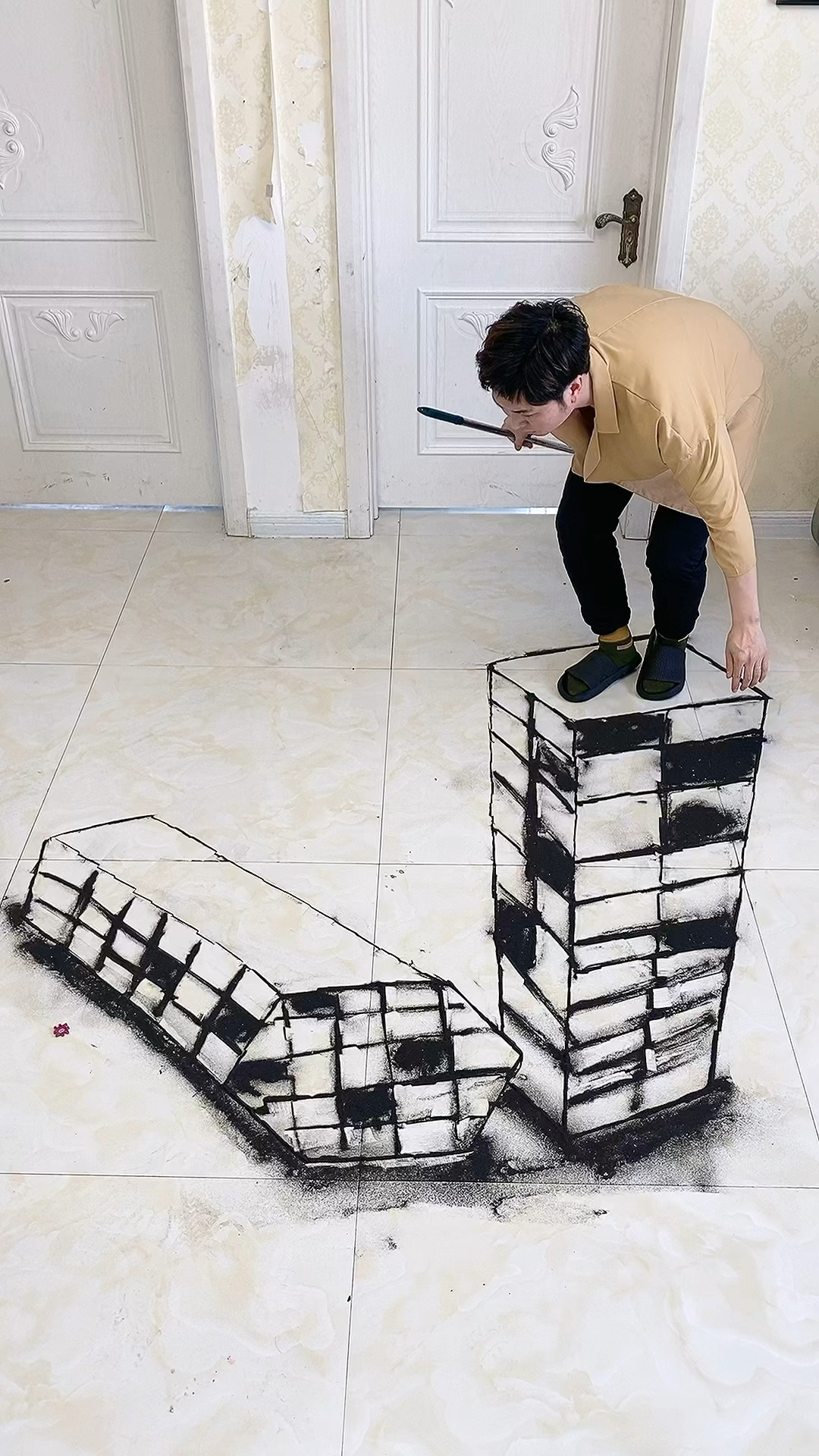 全民独门绝技咖地面创意立体画