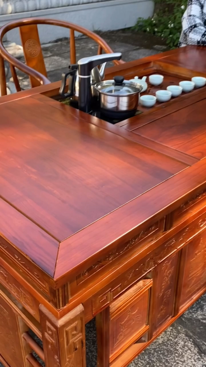 18米实木大茶桌一桌五椅幺九八零