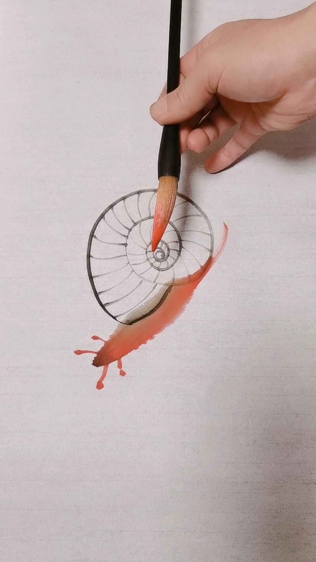 我要上热门#蜗牛国画法演示