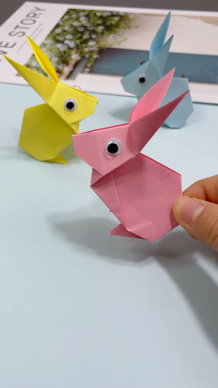 彩纸折叠小白兔图片