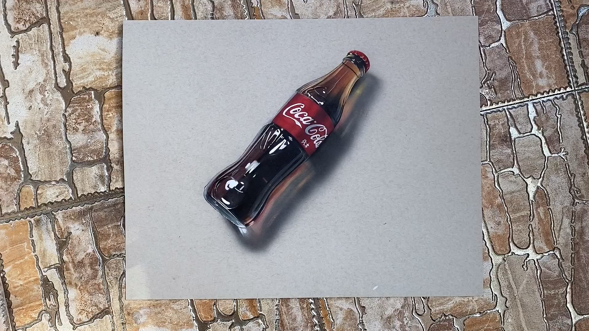 手绘精微彩铅素描一瓶可乐在家一部手机一瓶肥宅快乐水愉快的一下午