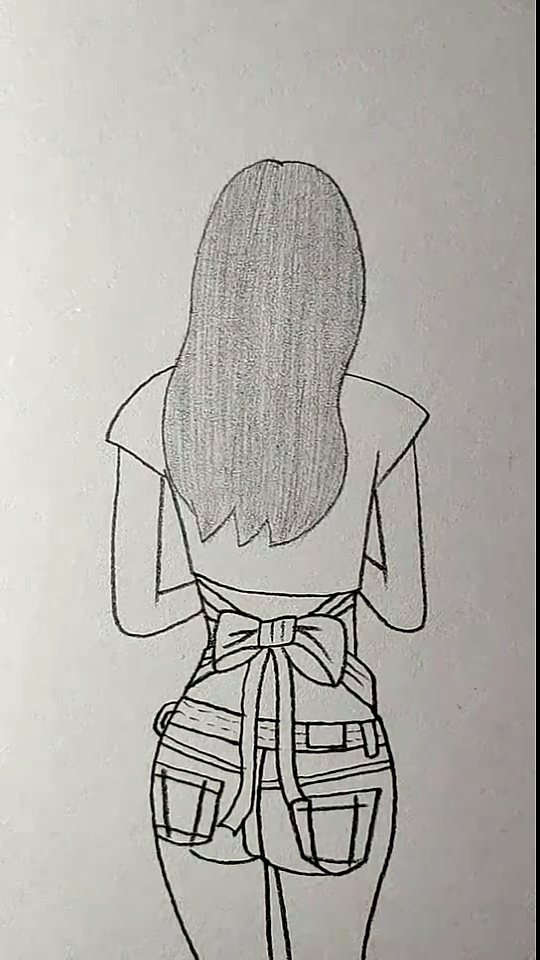 简笔画#画美丽的女孩背影
