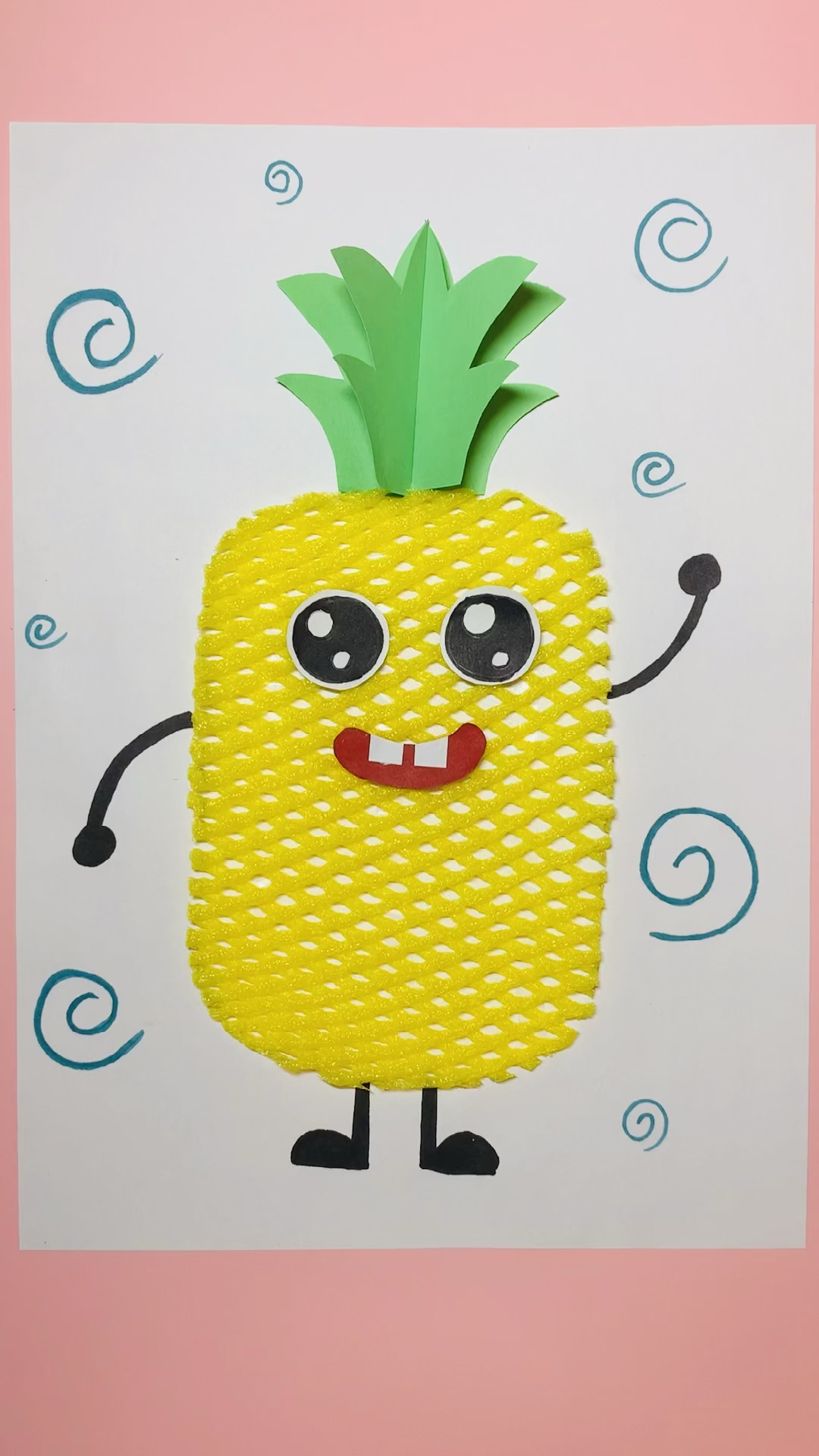 创意手工diy#水果网袋做菠萝