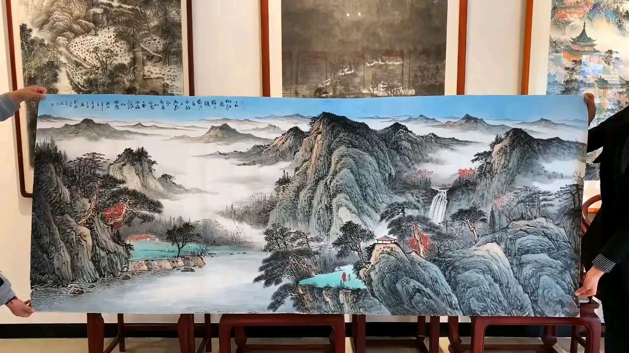 甘肃龙宝斋#青年实力派画家谢千玉国画作品小八尺精品源远流长尺寸约