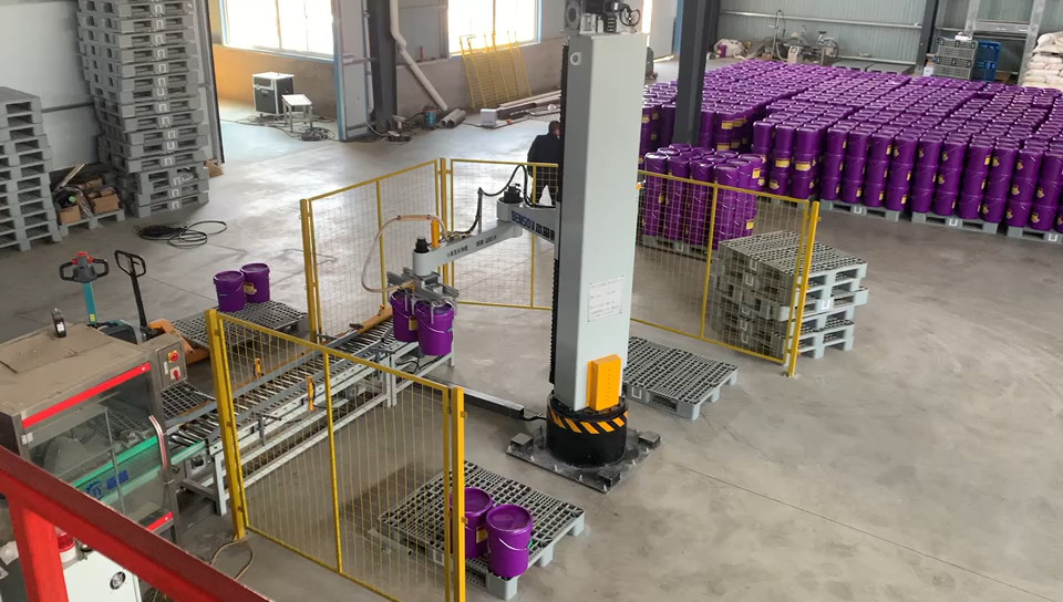 立柱码垛机#真石漆码垛机#仿石漆码垛机#涂料码垛#油漆码垛#稀料码垛