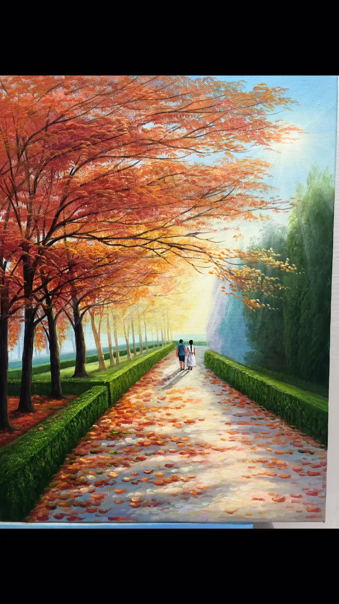 手绘油画#幸福是什么,就是这样一直有一个牵着你的手不放,你们觉的刎