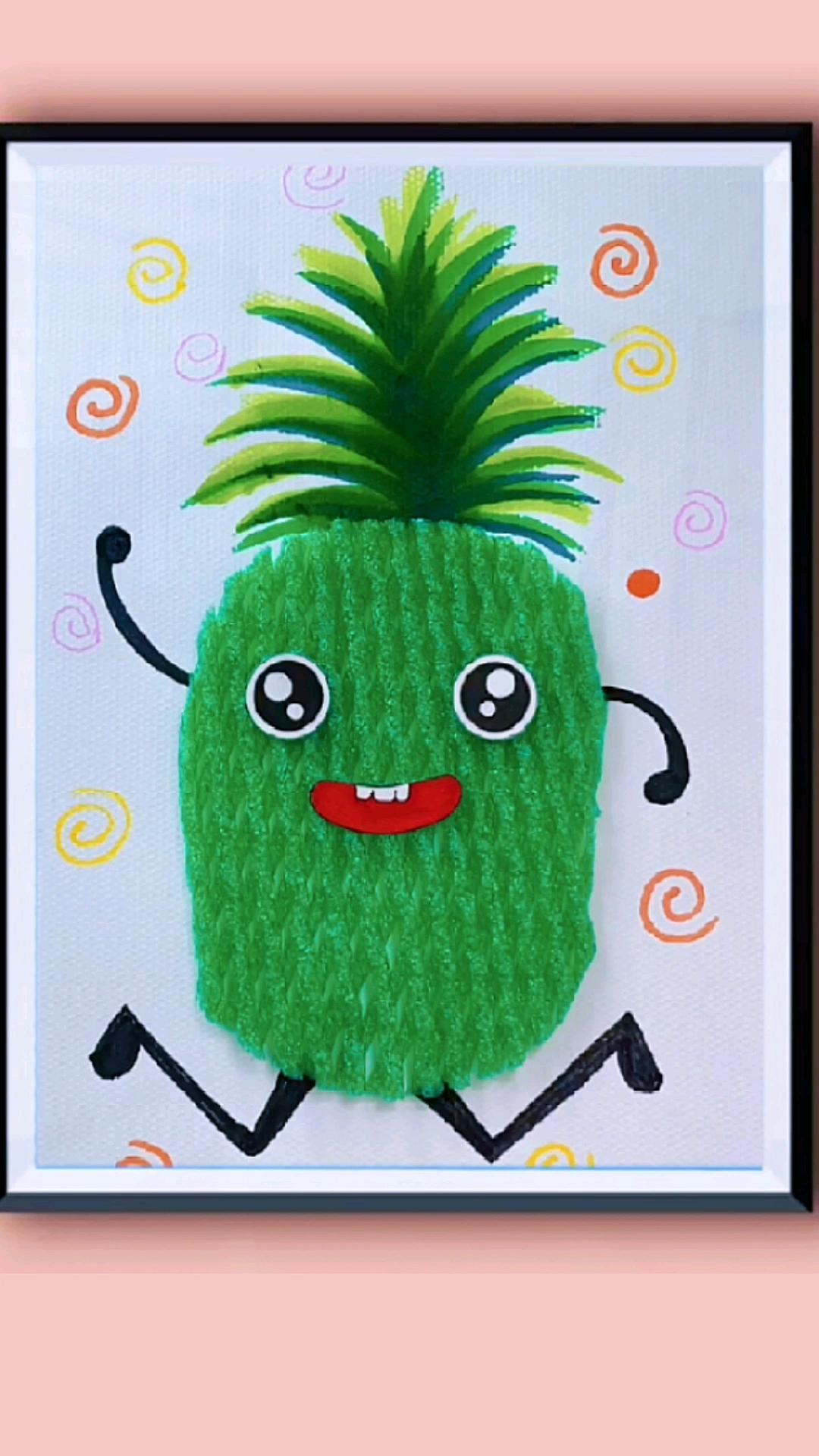 全民手工制作#家里的水果网来做漂亮的菠萝手工贴画吧