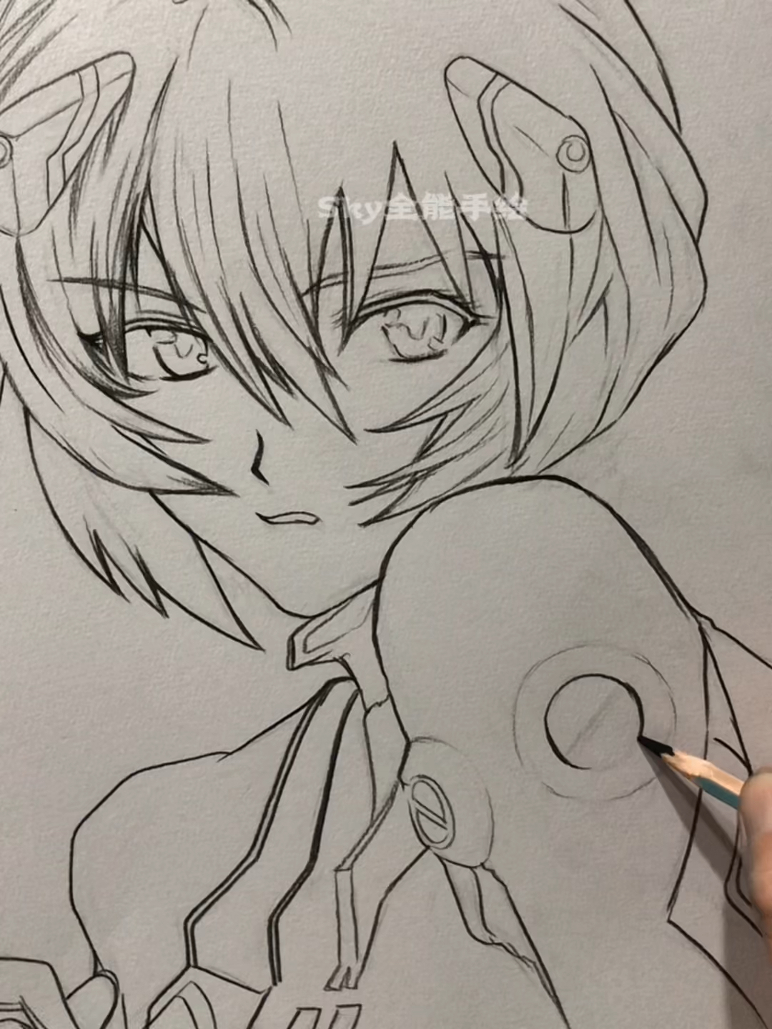 画画原来如此简单#再画一次绫波丽动漫人物,这次从勾线开始画.