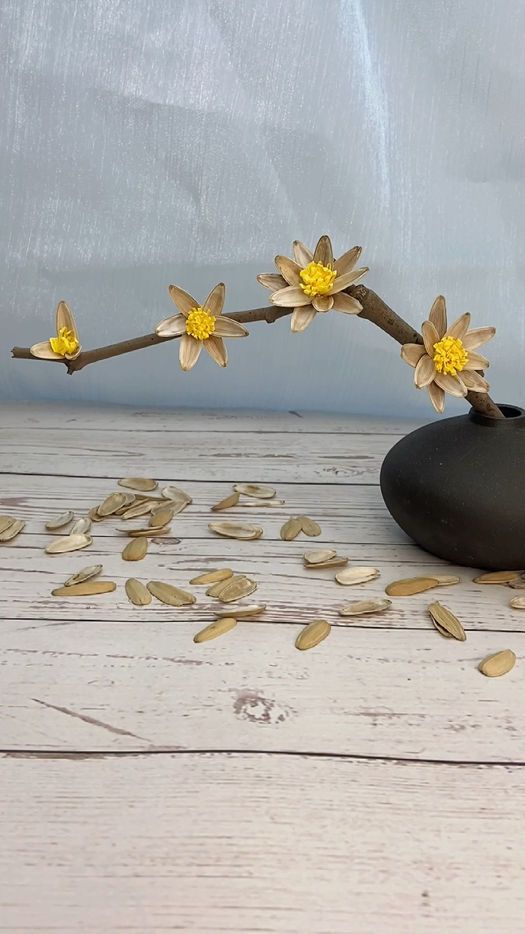 手工制作#瓜子壳开出美丽的花-度小视