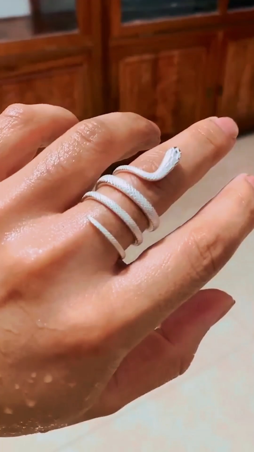 蛇形戒指代表无止境的爱,因为蛇的造型环绕起来像个