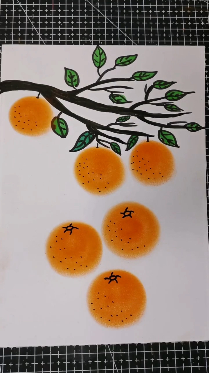 简笔画橘子 彩色图片