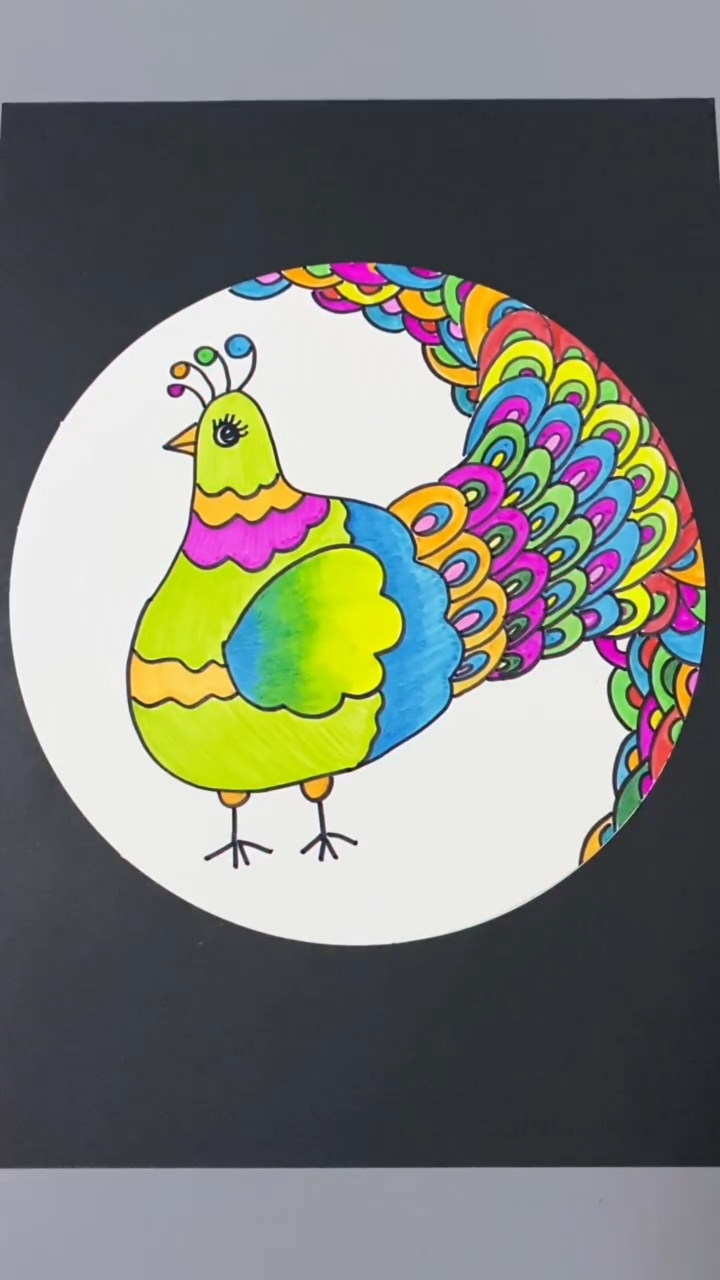 手工制作#用宝贝的小手掌画一只五彩孔雀,简单又好看