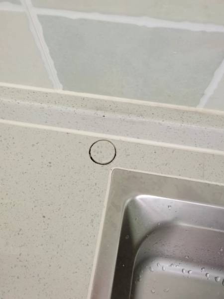 理石台面修复#天然气管道孔修复!