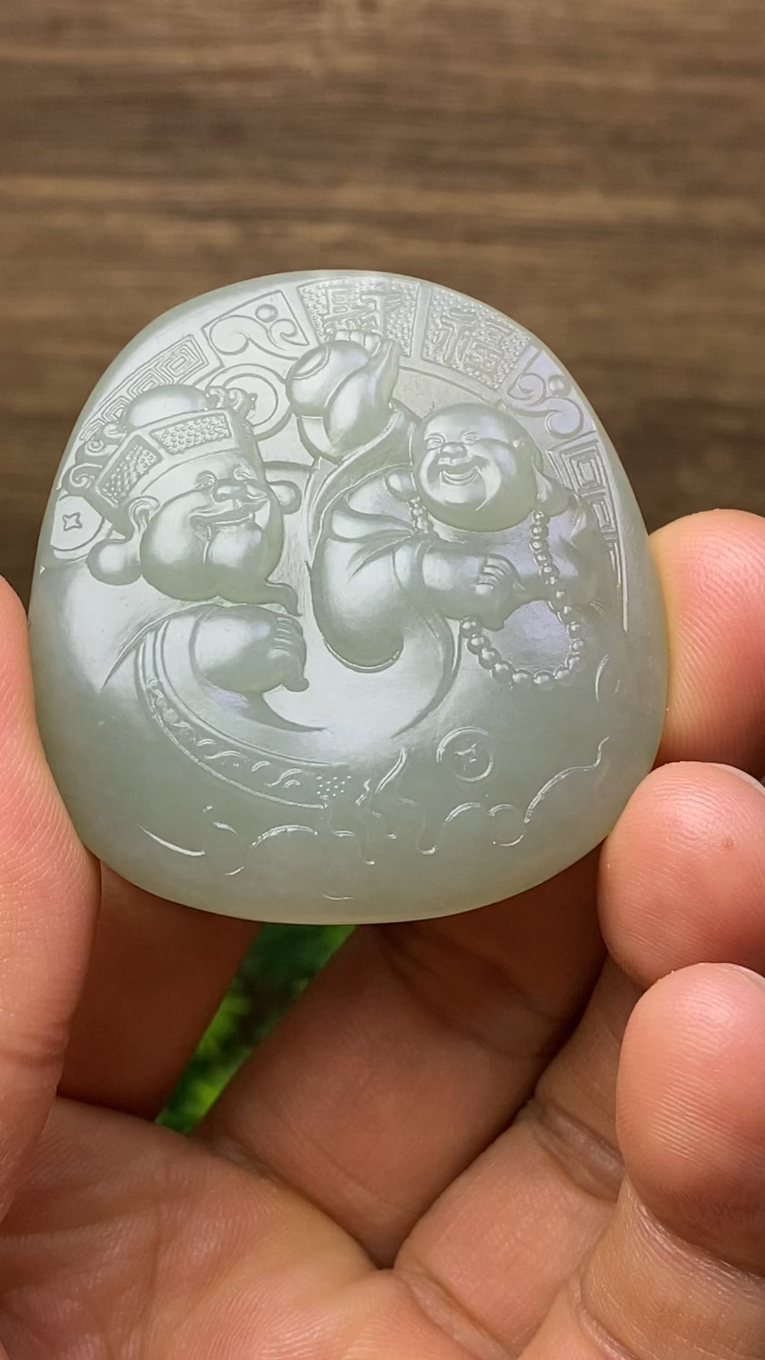 人财两旺#和田且末蓝《人财两旺》吊坠尺寸:45.238.114mm重量:38.