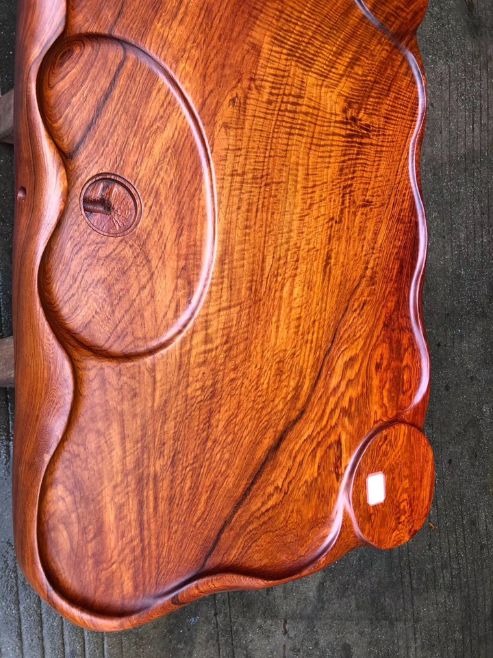 缅甸花梨水波纹茶盘