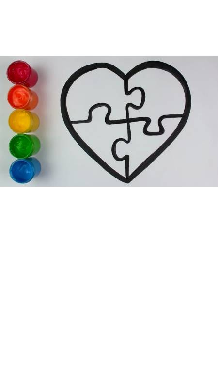马克笔绘画#学会画一个心形拼图并涂色-度小视