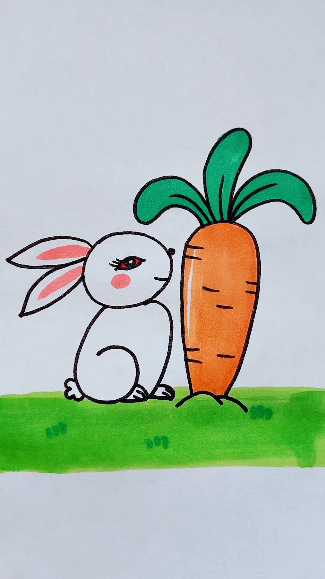 简单画#小兔子吃萝卜