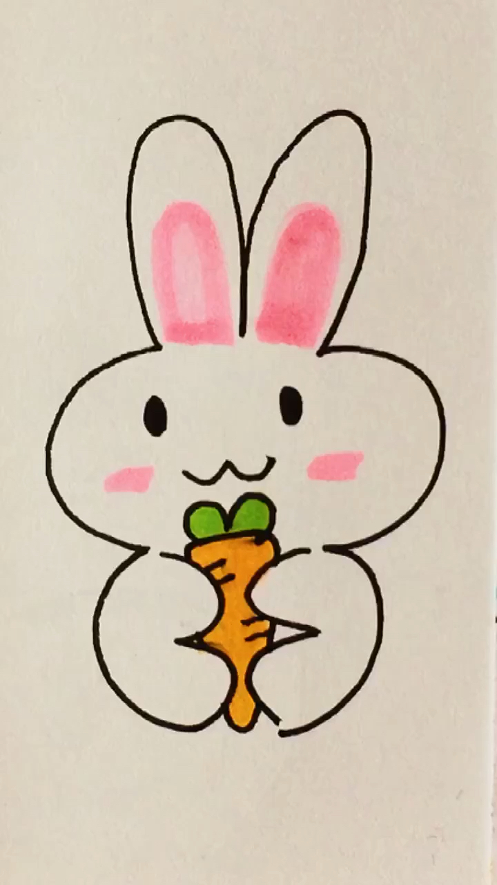 画画原来如此简单#用3画小兔子简笔画