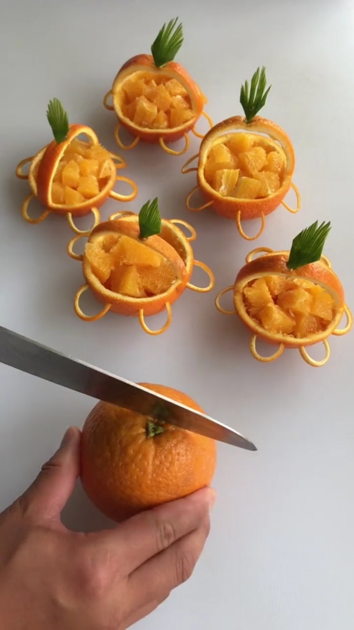 橙子花样摆盘图片