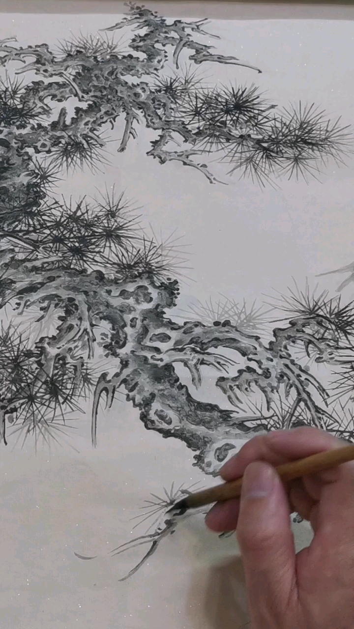 林榕书画艺术#林榕作品:宋画古松