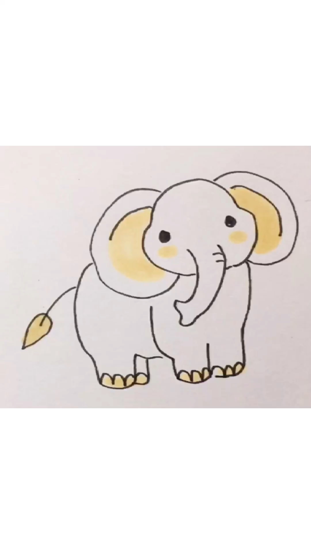 儿儿童美术简笔画,画只可爱的小象宝宝