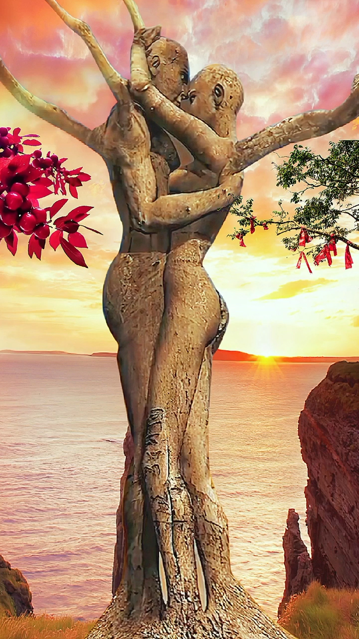 两棵树紧紧拥抱一起"守候千年的爱,永不分离".神奇吧,你有被感动了吗?