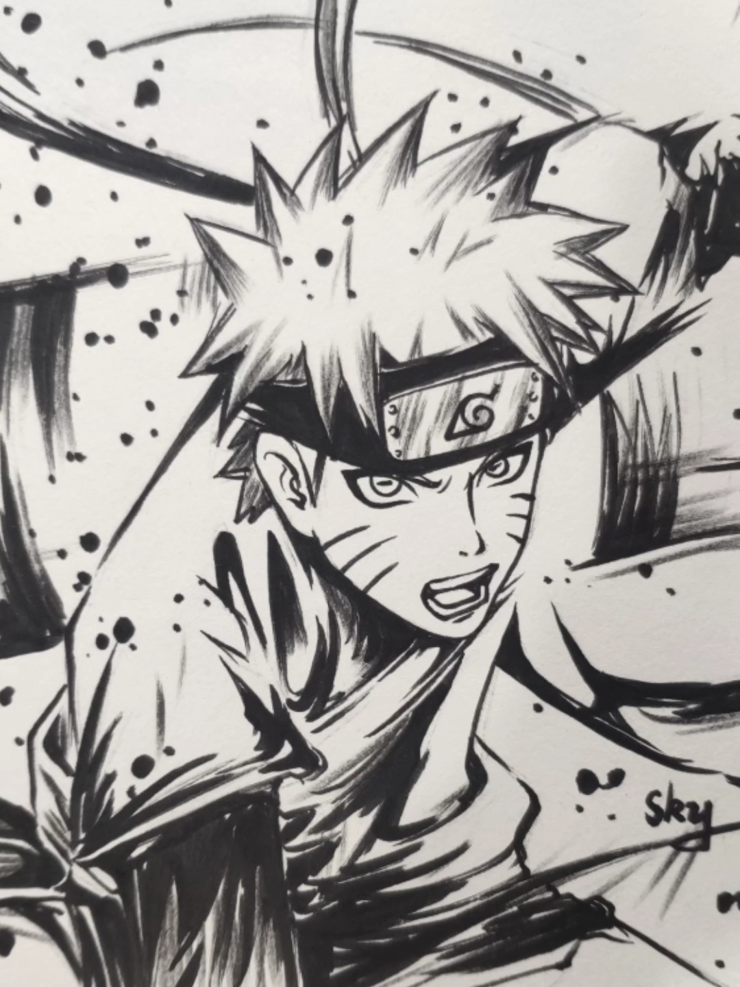 火影忍者手绘动漫火影忍者七代火影漩涡鸣人过程