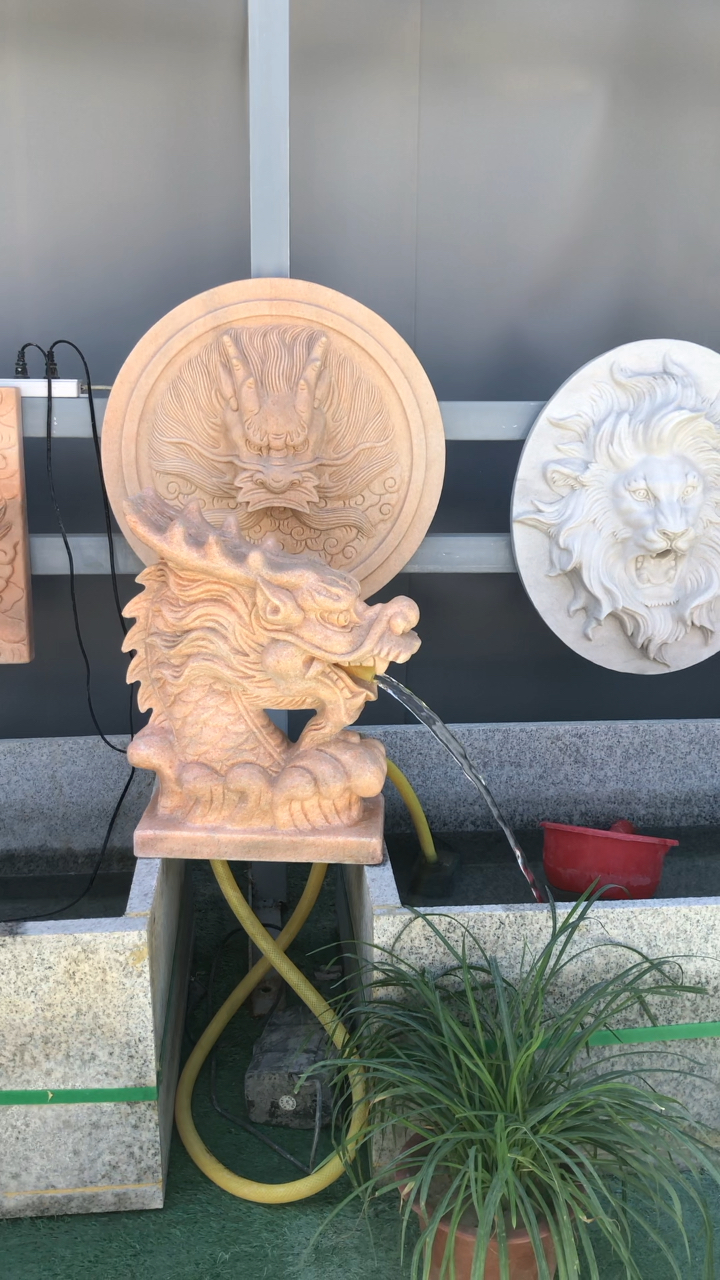 不一样的人生#石雕龙头喷水摆件庭院流水景观