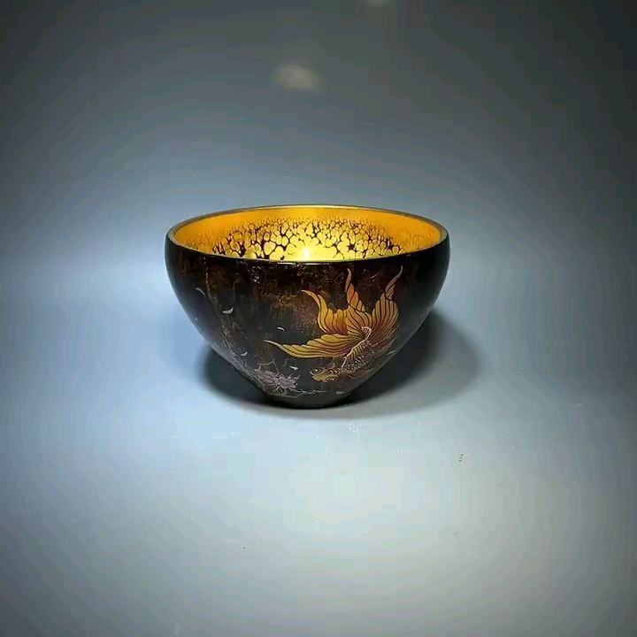 双非遗文化作品大漆加金油滴建窑建盏非遗传承人张静老师大漆金油滴