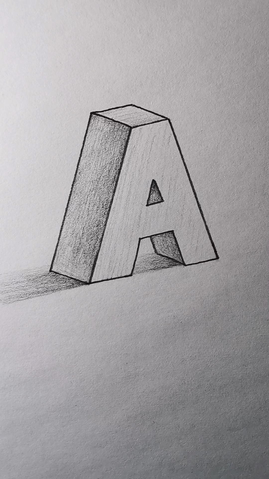 三条直线画立体字母a
