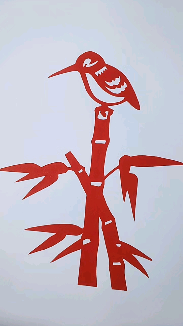 2021我的心愿#剪纸-竹子与翠鸟