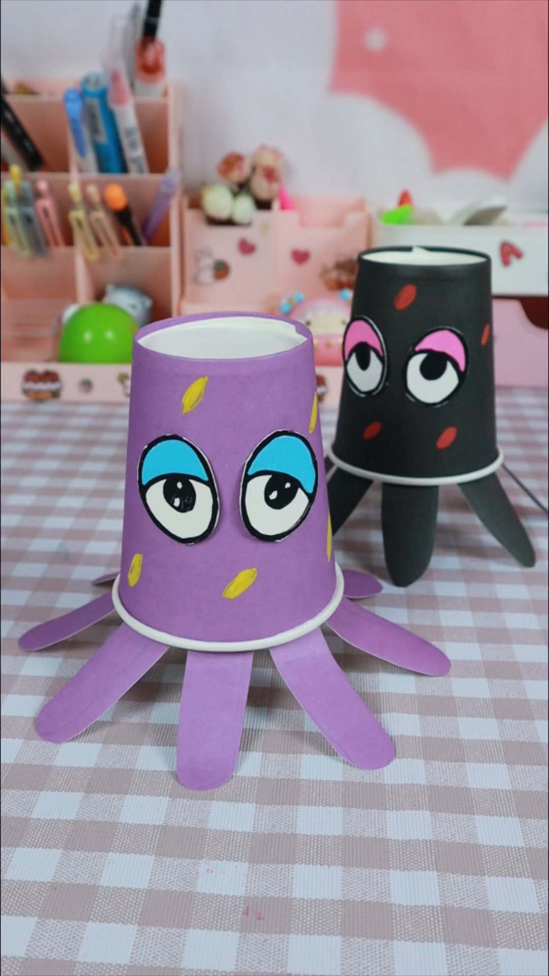 手工制作一次性纸杯制作好玩的小章鱼