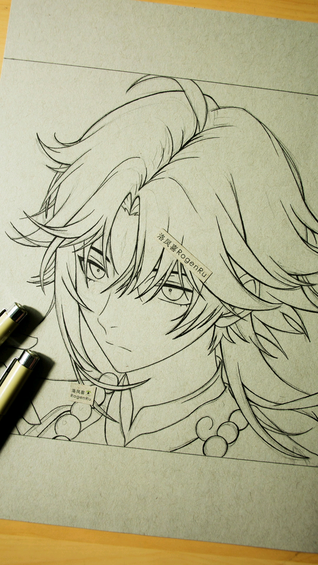 迎新有奖打卡#《原神》魈,纯勾线过程