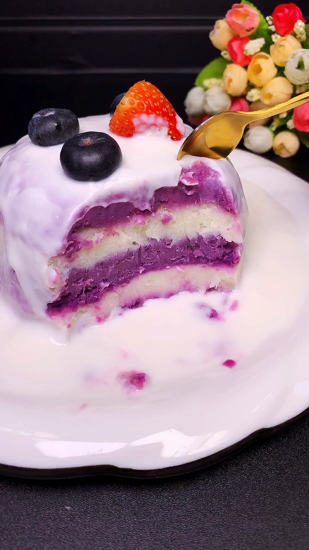 爱美食爱生活#山药紫薯酸奶蛋糕,孩子们都抢着吃