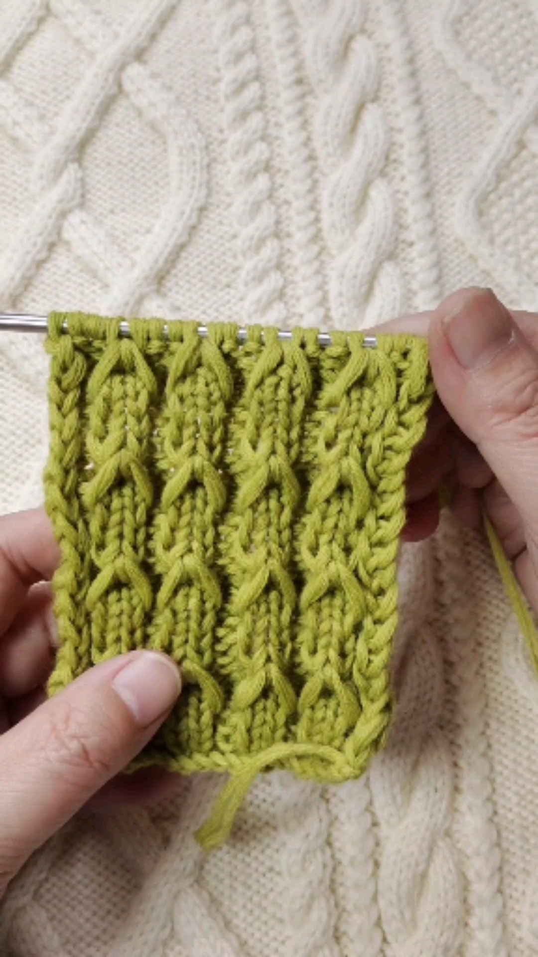 纯手工编织毛衣人字花样编织教程4针8行一个花样