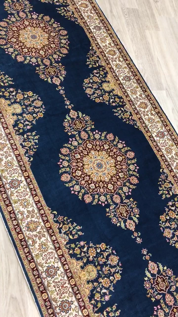 手工真丝地毯走廊地毯即将发往美国!#南阳地毯#纯色地毯#现代地毯